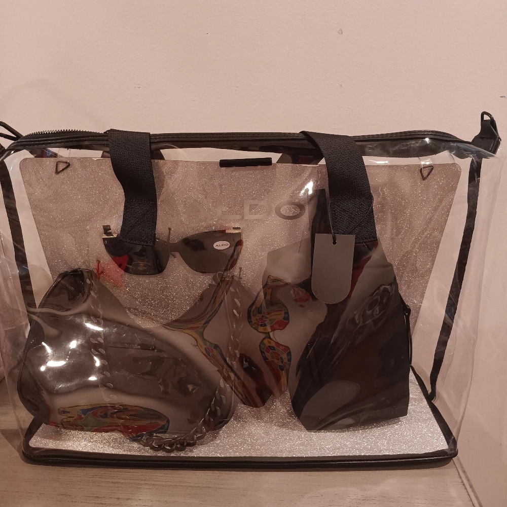 Aldo Transparent Tote with Black Handles